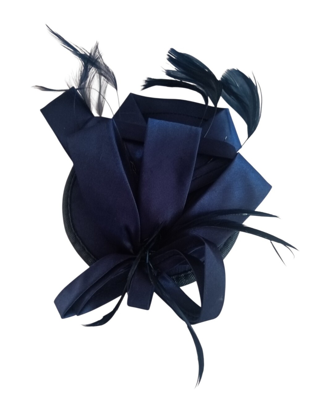 Navy Blue Feather Bow Fascinator - Women Accessories New